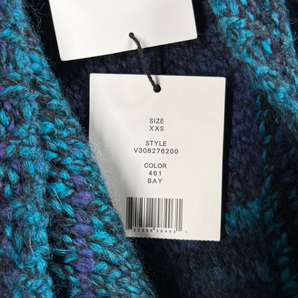 Vince Blue Green Marled Open Cardigan Vest XXS Draped Quiet Luxury Layering - Picture 5 of 9